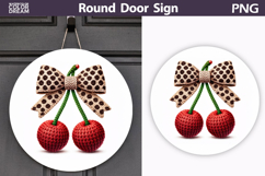 Valentine Cherry Round Sign | Valentine Bow Sublimation Product Image 1
