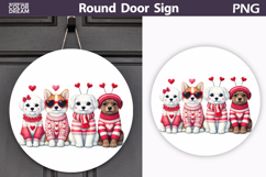 Valentine Round Sign | Crochet Dogs Heart Sublimation Product Image 1