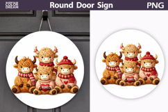 Valentine Cow Round Sign | Cute Highland Cow Sublimation Product Image 1