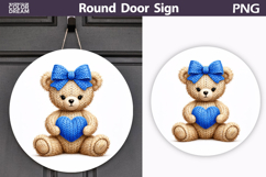 Valentine Bear Round Sign | Cute Baby Bear Sublimation Product Image 1