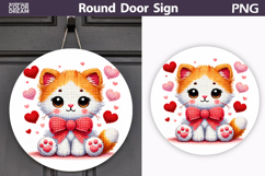 Valentine Cat Round Sign | Cute Cat Sublimation Product Image 1