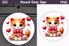 Valentine Cat Round Sign | Cute Cat Sublimation Product Image 1