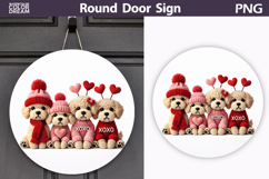 Valentine Round Sign | Crochet Dogs Heart Sublimation Product Image 1
