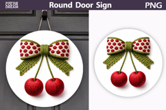 Valentine Cherry Round Sign | Valentine Bow Sublimation Product Image 1