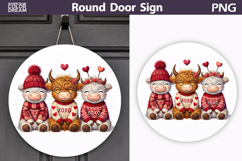 Valentine Cow Round Sign | Cute Highland Cow Sublimation Product Image 1