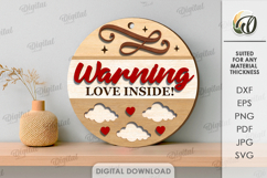 Valentine&#039;s Day Round Sign Laser Cut. Wall Decor SVG Product Image 1