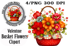 Valentine's Basket Flowers Clipart Png Product Image 1