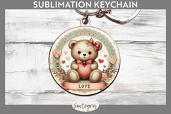 Valentine&#039;s Bear v1 Round Keychain Sublimation Product Image 1