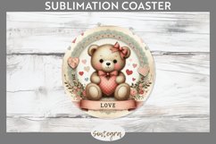 Valentine&#039;s Bear v1 Round Coaster Sublimation Product Image 1