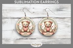 Valentine&#039;s Bear v1 Round Earrings Sublimation Product Image 1