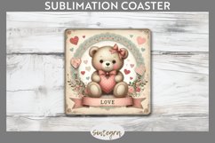 Valentine&#039;s Bear v1 Square Coaster Sublimation Product Image 1
