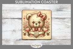 Valentine&#039;s Bear v2 Square Coaster Sublimation Product Image 1