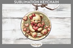 Valentine&#039;s Bear v3 Round Keychain Sublimation Product Image 1