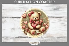 Valentine&#039;s Bear v3 Round Coaster Sublimation Product Image 1
