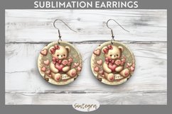 Valentine&#039;s Bear v3 Round Earrings Sublimation Product Image 1