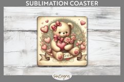 Valentine&#039;s Bear v3 Square Coaster Sublimation Product Image 1
