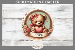 Valentine&#039;s Bear v4 Round Coaster Sublimation Product Image 1