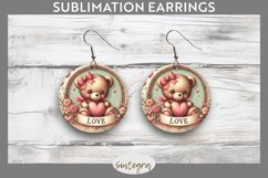 Valentine&#039;s Bear v4 Round Earrings Sublimation Product Image 1