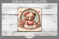 Valentine&#039;s Bear v4 Square Coaster Sublimation Product Image 1