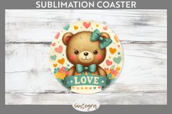 Valentine&#039;s Bear v5 Round Coaster Sublimation Product Image 1
