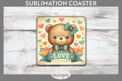 Valentine&#039;s Bear v5 Square Coaster Sublimation Product Image 1