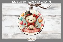 Valentine&#039;s Bear v6 Round Keychain Sublimation Product Image 1