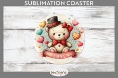 Valentine&#039;s Bear v6 Round Coaster Sublimation Product Image 1