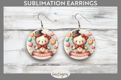 Valentine&#039;s Bear v6 Round Earrings Sublimation Product Image 1