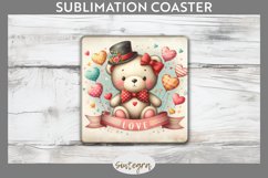 Valentine&#039;s Bear v6 Square Coaster Sublimation Product Image 1