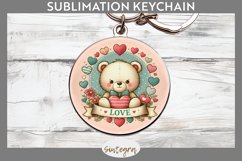 Valentine&#039;s Bear v7 Round Keychain Sublimation Product Image 1