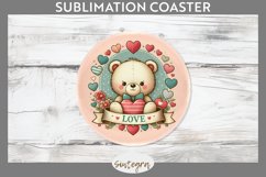 Valentine&#039;s Bear v7 Round Coaster Sublimation Product Image 1