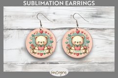Valentine&#039;s Bear v7 Round Earrings Sublimation Product Image 1