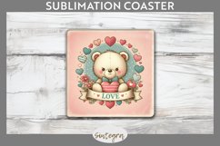 Valentine&#039;s Bear v7 Square Coaster Sublimation Product Image 1