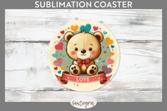 Valentine&#039;s Bear v8 Round Coaster Sublimation Product Image 1
