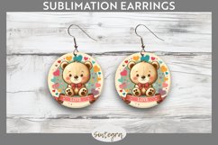 Valentine&#039;s Bear v8 Round Earrings Sublimation Product Image 1