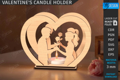 3D Valentine’s Tealight Candle Holder Laser Cut Bundle | CNC Product Image 5