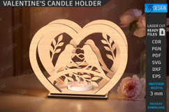 3D Valentine’s Tealight Candle Holder Laser Cut Bundle | CNC Product Image 7