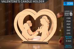3D Valentine’s Tealight Candle Holder Laser Cut Bundle | CNC Product Image 8