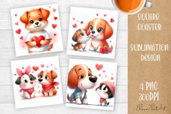 Valentines Day Square Coaster |Cute animals love Product Image 1