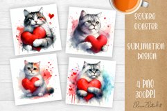 Valentines Day Square Coaster |Cute animals love Product Image 1