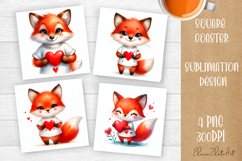 Valentines Day Square Coaster |Cute animals love Product Image 1