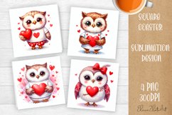 Valentines Day Square Coaster |Cute animals love Product Image 1