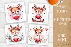 Valentines Day Square Coaster |Cute animals love Product Image 1