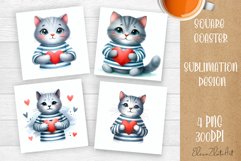 Valentines Day Square Coaster |Cute animals love Product Image 1