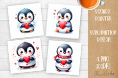Valentines Day Square Coaster |Cute animals love Product Image 1