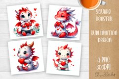 Valentines Day Square Coaster |Cute animals love Product Image 1