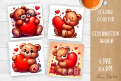 Valentines Day Square Coaster |Cute animals love Product Image 1