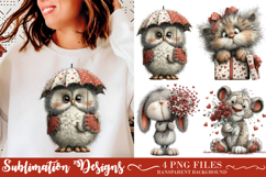 Valentine&#039;s Day Animals Clipart PNG Product Image 1