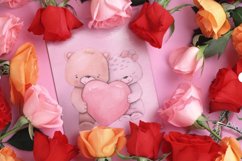 Valentine's Day Watercolor PNG. Animals in Love Clipart Product Image 4