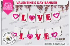 Valentine's Day Banner Laser Cut. Love Banner SVG. Heart SVG Product Image 2